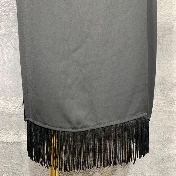 Anna Cai for Francesca’s Women’s Black Fringe Hem Slip Dress Size Large NWT - Picture 6 of 9